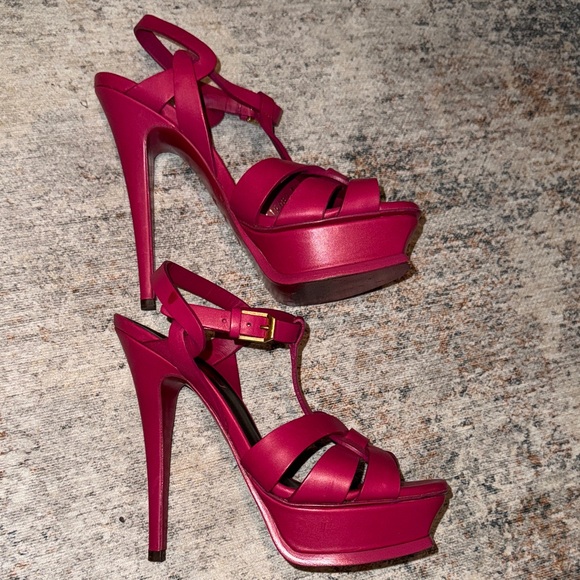 Yves Saint Laurent High tribute Fuchsia Strappy Heels size 34,5 - Picture 8 of 8